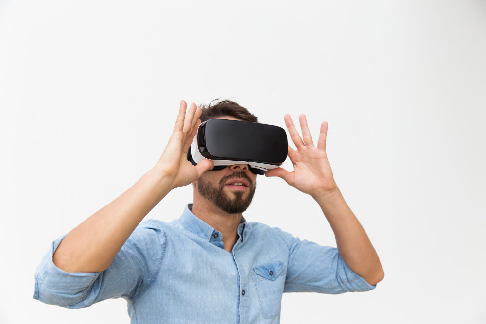 Man using VR glasses.